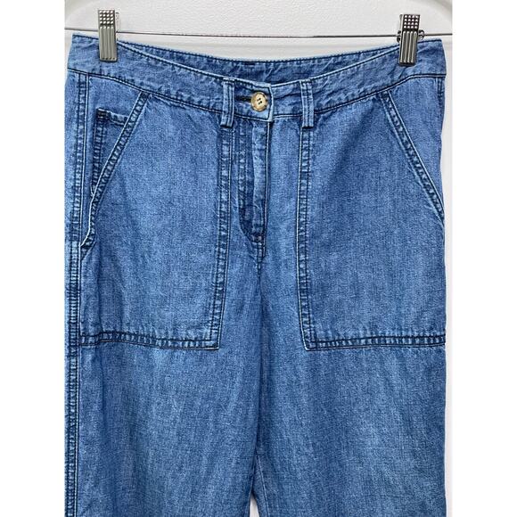 L.L. Bean Petite Cropped Flap Pocket Capris Jeans Roll Tab Ankle Women 6 P - Picture 2 of 12